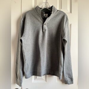 Sharp Lad Glenn Button Mock Neck Pullover Sweater in Gray Heather Medium